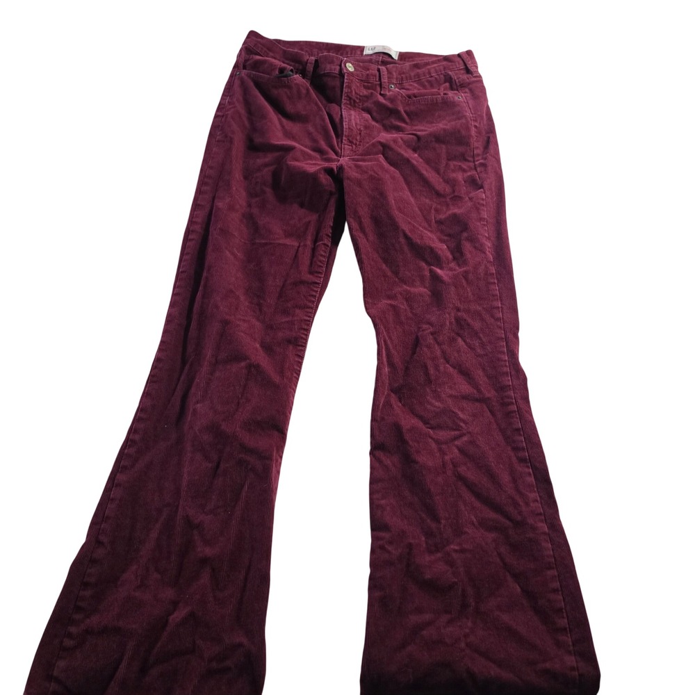 Gap 70s Flare High Rise Corduroy Pants Burgundy Maroon Size 31 12R